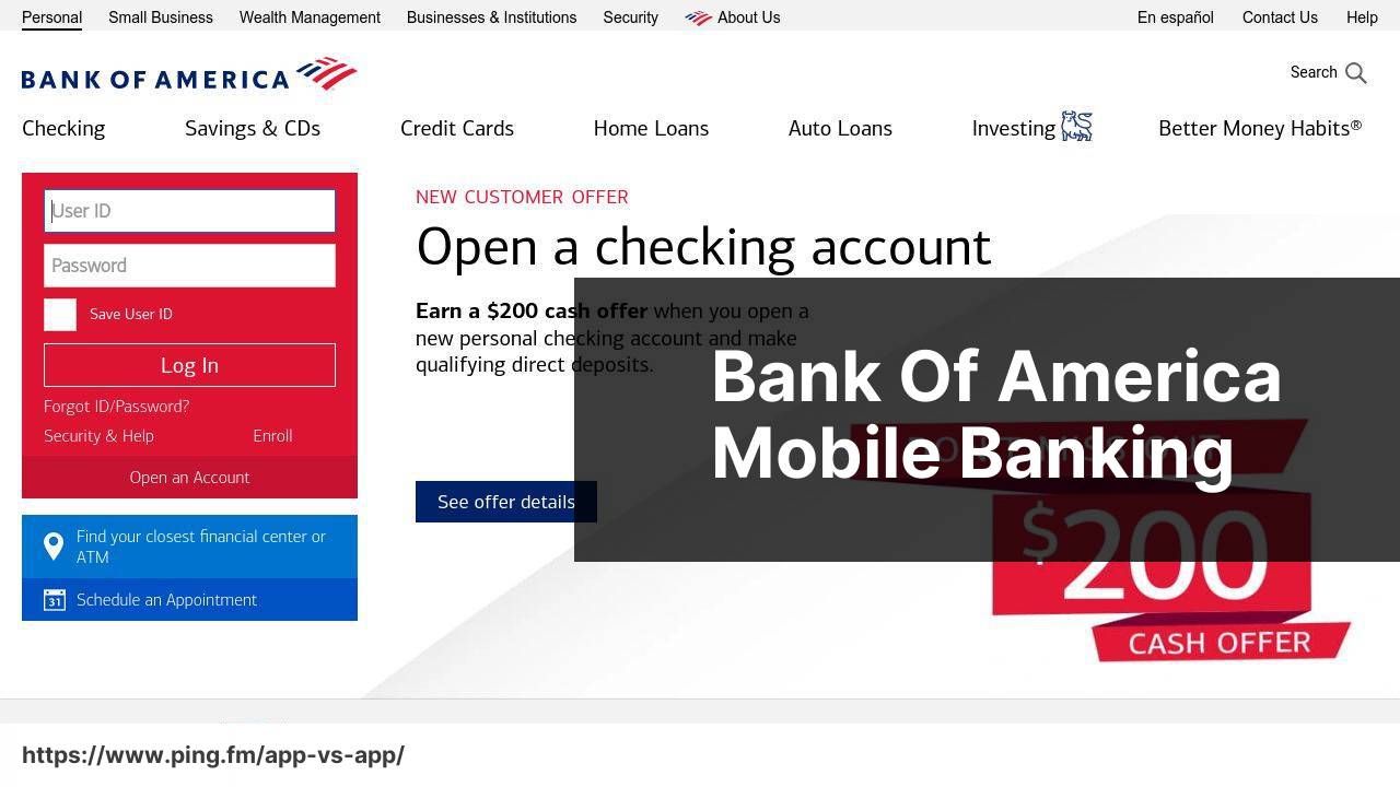 Bank of America Mobile Banking screenshot