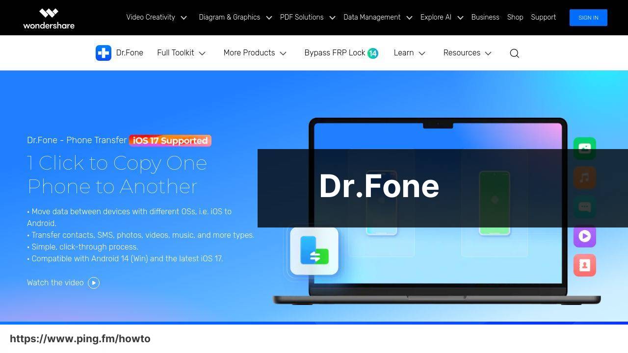 https://drfone.wondershare.com/phone-transfer.html screenshot